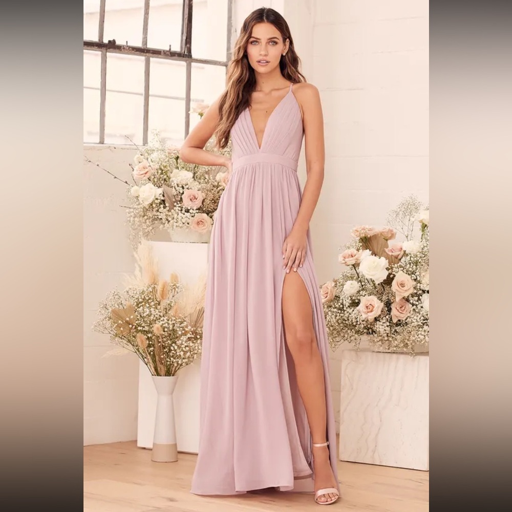 Lulus Ballroom Bliss Dusty Lilac Pleated Maxi Dress - Size S